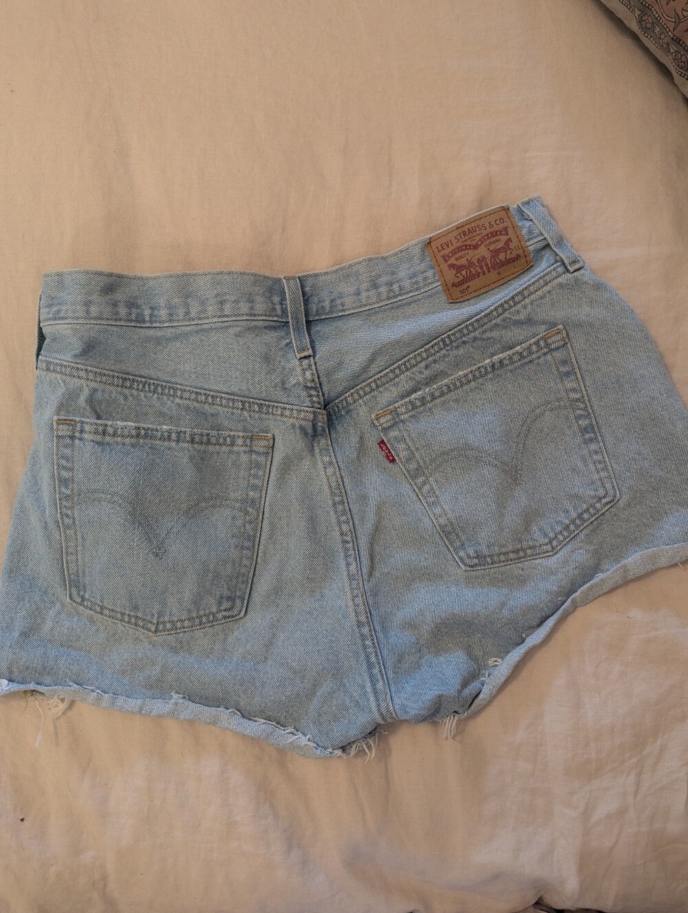 Levi's 501 Light Blue Distressed Denim Cutoff Shorts Size 32